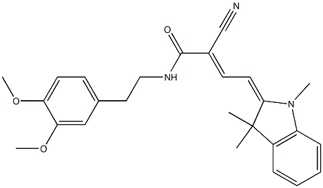 (E,4E)-2-cyano-N-[2-(3,4-dimethoxyphenyl)ethyl]-4-(1,3,3-trimethylindol-2-ylidene)but-2-enamide Struktur