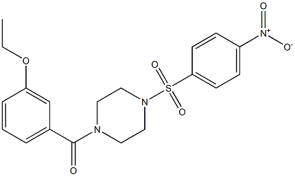 (3-ethoxyphenyl)-[4-(4-nitrophenyl)sulfonylpiperazin-1-yl]methanone Struktur