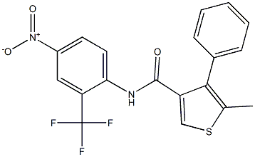 5-methyl-N-[4-nitro-2-(trifluoromethyl)phenyl]-4-phenylthiophene-3-carboxamide Struktur