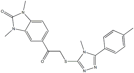 1,3-dimethyl-5-[2-[[4-methyl-5-(4-methylphenyl)-1,2,4-triazol-3-yl]sulfanyl]acetyl]benzimidazol-2-one Struktur