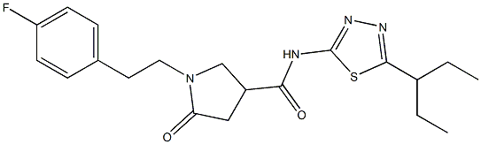 1-[2-(4-fluorophenyl)ethyl]-5-oxo-N-(5-pentan-3-yl-1,3,4-thiadiazol-2-yl)pyrrolidine-3-carboxamide Struktur