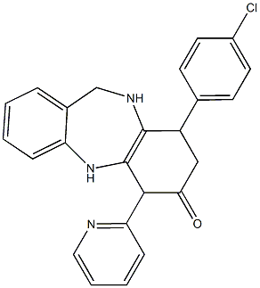 9-(4-chlorophenyl)-6-pyridin-2-yl-5,6,8,9,10,11-hexahydrobenzo[b][1,4]benzodiazepin-7-one Struktur