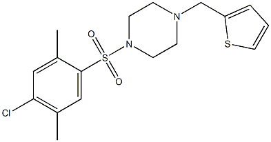 1-(4-chloro-2,5-dimethylphenyl)sulfonyl-4-(thiophen-2-ylmethyl)piperazine Struktur