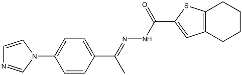 N-[(E)-1-(4-imidazol-1-ylphenyl)ethylideneamino]-4,5,6,7-tetrahydro-1-benzothiophene-2-carboxamide Struktur