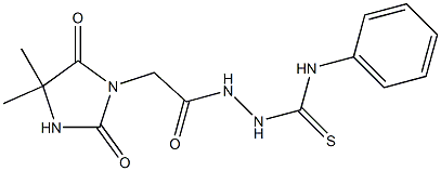 1-[[2-(4,4-dimethyl-2,5-dioxoimidazolidin-1-yl)acetyl]amino]-3-phenylthiourea Struktur