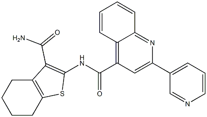 N-(3-carbamoyl-4,5,6,7-tetrahydro-1-benzothiophen-2-yl)-2-pyridin-3-ylquinoline-4-carboxamide Struktur