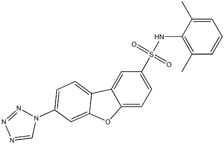 N-(2,6-dimethylphenyl)-7-(tetrazol-1-yl)dibenzofuran-2-sulfonamide Struktur