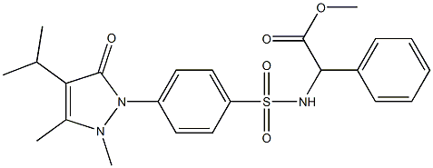 methyl 2-[[4-(2,3-dimethyl-5-oxo-4-propan-2-ylpyrazol-1-yl)phenyl]sulfonylamino]-2-phenylacetate Struktur