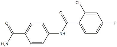 N-(4-carbamoylphenyl)-2-chloro-4-fluorobenzamide Struktur