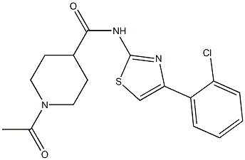 1-acetyl-N-[4-(2-chlorophenyl)-1,3-thiazol-2-yl]piperidine-4-carboxamide Struktur