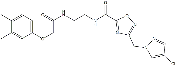 3-[(4-chloropyrazol-1-yl)methyl]-N-[2-[[2-(3,4-dimethylphenoxy)acetyl]amino]ethyl]-1,2,4-oxadiazole-5-carboxamide Struktur