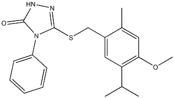 3-[(4-methoxy-2-methyl-5-propan-2-ylphenyl)methylsulfanyl]-4-phenyl-1H-1,2,4-triazol-5-one Struktur