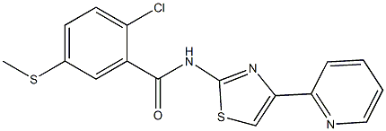 2-chloro-5-methylsulfanyl-N-(4-pyridin-2-yl-1,3-thiazol-2-yl)benzamide Struktur