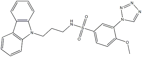 N-(3-carbazol-9-ylpropyl)-4-methoxy-3-(tetrazol-1-yl)benzenesulfonamide Struktur