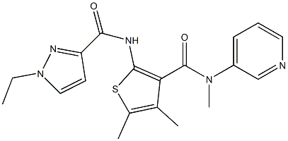 N-[4,5-dimethyl-3-(pyridin-3-ylmethylcarbamoyl)thiophen-2-yl]-1-ethylpyrazole-3-carboxamide Struktur