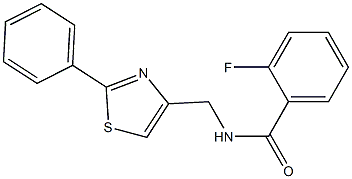 2-fluoro-N-[(2-phenyl-1,3-thiazol-4-yl)methyl]benzamide Struktur