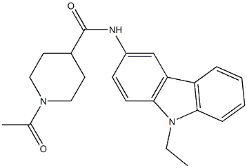 1-acetyl-N-(9-ethylcarbazol-3-yl)piperidine-4-carboxamide Struktur