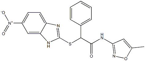 N-(5-methyl-1,2-oxazol-3-yl)-2-[(6-nitro-1H-benzimidazol-2-yl)sulfanyl]-2-phenylacetamide Struktur