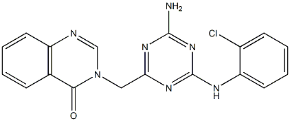 3-[[4-amino-6-(2-chloroanilino)-1,3,5-triazin-2-yl]methyl]quinazolin-4-one Struktur