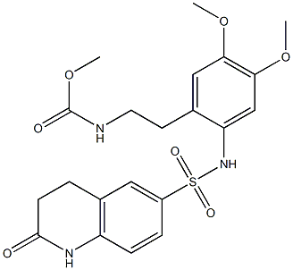 methyl N-[2-[4,5-dimethoxy-2-[(2-oxo-3,4-dihydro-1H-quinolin-6-yl)sulfonylamino]phenyl]ethyl]carbamate Struktur