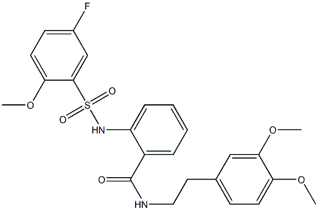 N-[2-(3,4-dimethoxyphenyl)ethyl]-2-[(5-fluoro-2-methoxyphenyl)sulfonylamino]benzamide Struktur