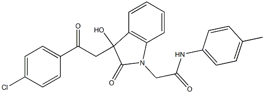 2-[3-[2-(4-chlorophenyl)-2-oxoethyl]-3-hydroxy-2-oxoindol-1-yl]-N-(4-methylphenyl)acetamide Struktur