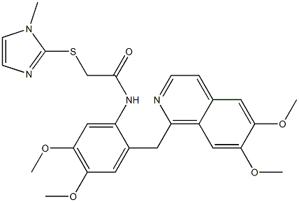 N-[2-[(6,7-dimethoxyisoquinolin-1-yl)methyl]-4,5-dimethoxyphenyl]-2-(1-methylimidazol-2-yl)sulfanylacetamide Struktur