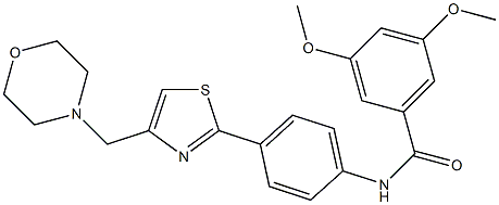 3,5-dimethoxy-N-[4-[4-(morpholin-4-ylmethyl)-1,3-thiazol-2-yl]phenyl]benzamide Struktur