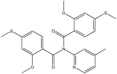 2-methoxy-N-(2-methoxy-4-methylsulfanylbenzoyl)-N-(4-methylpyridin-2-yl)-4-methylsulfanylbenzamide Struktur