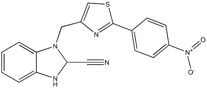 3-[[2-(4-nitrophenyl)-1,3-thiazol-4-yl]methyl]-1,2-dihydrobenzimidazole-2-carbonitrile Struktur