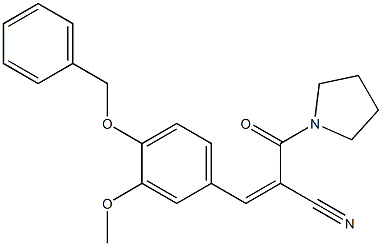 (Z)-3-(3-methoxy-4-phenylmethoxyphenyl)-2-(pyrrolidine-1-carbonyl)prop-2-enenitrile Struktur