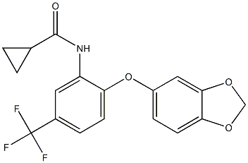 N-[2-(1,3-benzodioxol-5-yloxy)-5-(trifluoromethyl)phenyl]cyclopropanecarboxamide Struktur