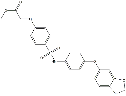 methyl 2-[4-[[4-(1,3-benzodioxol-5-yloxy)phenyl]sulfamoyl]phenoxy]acetate Struktur