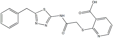 2-[2-[(5-benzyl-1,3,4-thiadiazol-2-yl)amino]-2-oxoethyl]sulfanylpyridine-3-carboxylic acid Struktur