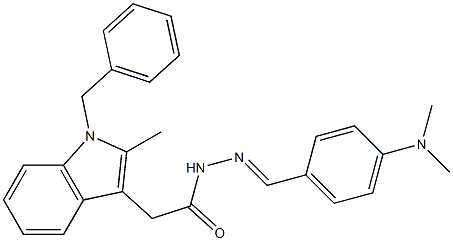 2-(1-benzyl-2-methylindol-3-yl)-N-[(E)-[4-(dimethylamino)phenyl]methylideneamino]acetamide Struktur