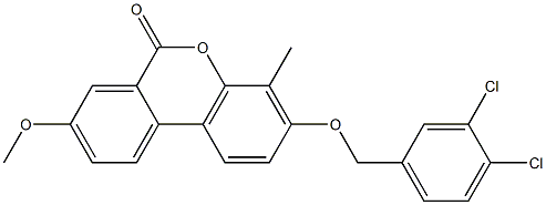 3-[(3,4-dichlorophenyl)methoxy]-8-methoxy-4-methylbenzo[c]chromen-6-one Struktur