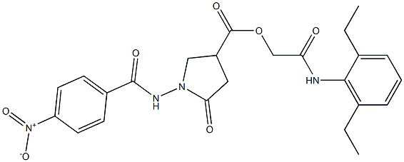 [2-(2,6-diethylanilino)-2-oxoethyl] 1-[(4-nitrobenzoyl)amino]-5-oxopyrrolidine-3-carboxylate Struktur