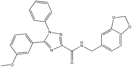 N-(1,3-benzodioxol-5-ylmethyl)-5-(3-methoxyphenyl)-1-phenyl-1,2,4-triazole-3-carboxamide Struktur