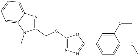 2-(3,4-dimethoxyphenyl)-5-[(1-methylbenzimidazol-2-yl)methylsulfanyl]-1,3,4-oxadiazole Struktur