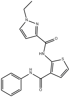 1-ethyl-N-[3-(phenylcarbamoyl)thiophen-2-yl]pyrazole-3-carboxamide Struktur