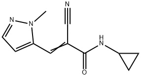 (Z)-2-cyano-N-cyclopropyl-3-(2-methylpyrazol-3-yl)prop-2-enamide Struktur