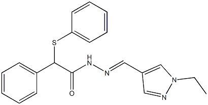 N-[(E)-(1-ethylpyrazol-4-yl)methylideneamino]-2-phenyl-2-phenylsulfanylacetamide Struktur