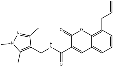 2-oxo-8-prop-2-enyl-N-[(1,3,5-trimethylpyrazol-4-yl)methyl]chromene-3-carboxamide Struktur