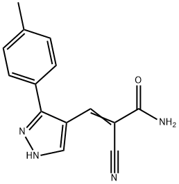 (E)-2-cyano-3-[5-(4-methylphenyl)-1H-pyrazol-4-yl]prop-2-enamide Struktur