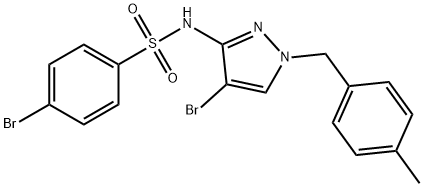 4-bromo-N-[4-bromo-1-[(4-methylphenyl)methyl]pyrazol-3-yl]benzenesulfonamide Struktur