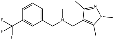 N-methyl-1-[3-(trifluoromethyl)phenyl]-N-[(1,3,5-trimethylpyrazol-4-yl)methyl]methanamine Struktur