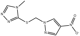 4-methyl-3-[(4-nitropyrazol-1-yl)methylsulfanyl]-1,2,4-triazole Struktur