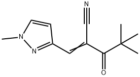 (2E)-4,4-dimethyl-2-[(1-methylpyrazol-3-yl)methylidene]-3-oxopentanenitrile Struktur