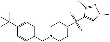 1-[(4-tert-butylphenyl)methyl]-4-(1,3-dimethylpyrazol-4-yl)sulfonylpiperazine Struktur