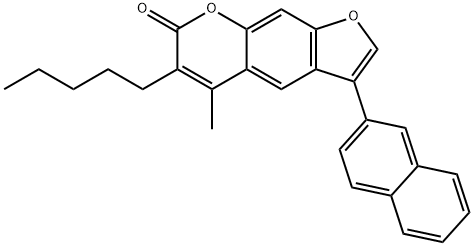 5-methyl-3-naphthalen-2-yl-6-pentylfuro[3,2-g]chromen-7-one Struktur